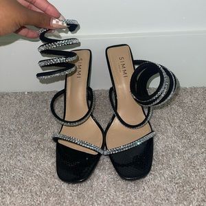 Simmi black diamond wrap heels